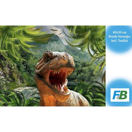 F4B Diamond Painting T-Rex 40x50cm | Ronde Steentjes | Dinosaurus | T Rex | Dino | Dinosaurussen | Pakket Volwassenen en Kinderen